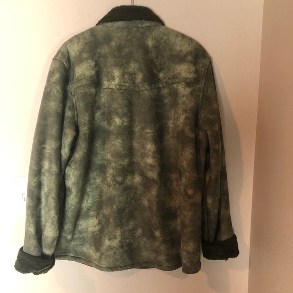 WOOLRICH Green Tie Dye Sherpa Trucker Jacket - Picture 3 of 5